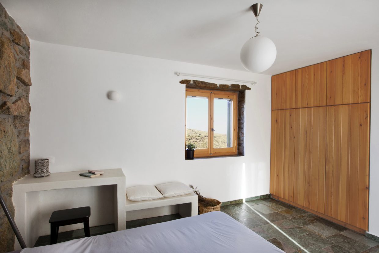 cement paint, stone, wood, bench, summer house, cyclades, wood